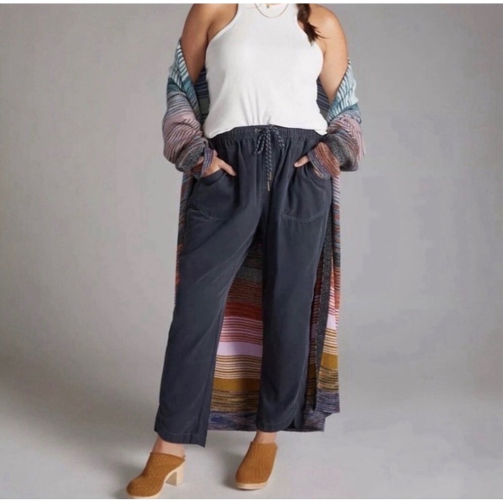Pilcro Cottage‎ Corduroy Pants Womens Small Blue Gray Elastic Cotton Drawstring